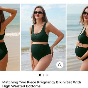COPY - Summer Mae Matching Two Piece Pregnancy Bikini Set With High Waisted Bot…